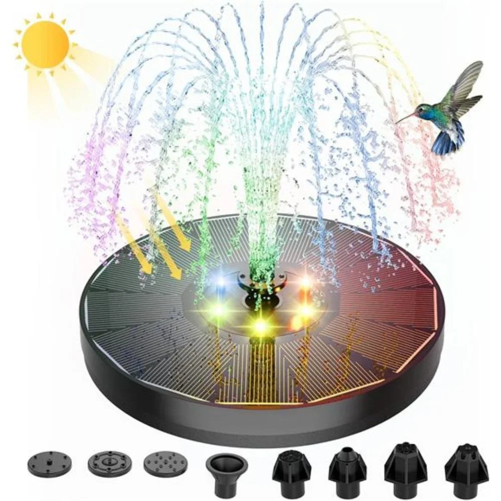 Solar Powered Fountain 4W BirdBath Fountains Pump Upgraded Glass Panel Fountains